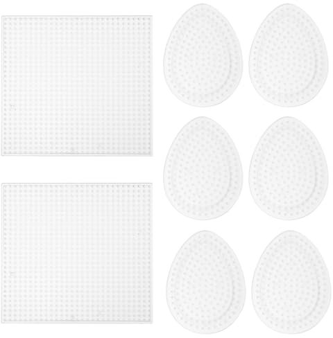 UOCAI Lot de 8 plaques de perles à repasser de 5 mm, 6 pochoirs de perles à repasser de 9 x 7 cm et 2 plaques de perles à repasser de 14,5 x 14,5 cm, plaques à repasser, plaques de perles à repasser
