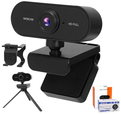 IGUGI Webcam mit Mikrofon,1080p Webcam,Kamera PC,USB Plug & Play Webkamera,Externe Streaming Camera,Webcams mit Stativ,360 Grad Rotation Videokamera,Automatischer WeißAbgleich für Meeting