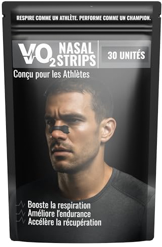 VO₂ Nasal Strips | Bandelettes nasales sport & anti-ronflement (30 pcs premium), respiration améliorée, tenue 6h, course, cyclisme, fitness, hyrox, hypoallergéniques, anti-congestion & sans médicament