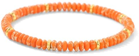 JENCVNL Braccialetti di perline per donna Bracciale in pietra naturale da 4 mm Braccialetti di perline per yoga Bracciale in pietra preziosa Pietra imperiale Gioielli intrecciati Regali (Arancione)