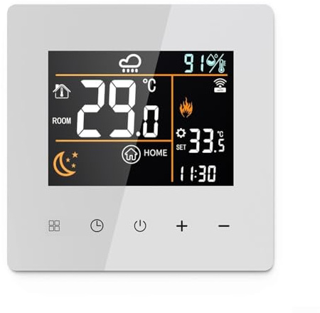 Thermostat programmable WiFi intelligent avec hygromètre, contrôleur de température numérique pour chauffage à eau ou électrique, écran LCD, télécommande (blanc-3 A)