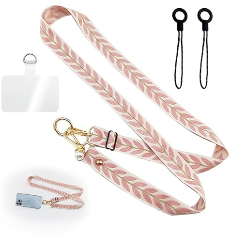 HstiaLving Cadena para teléfono móvil, universal, amplia y ajustable, correa para colgar de nailon suave, correa para el cuello, correa para el cuello desmontable