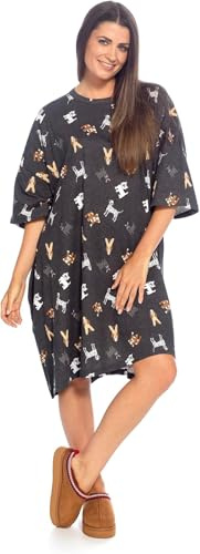 Undercover Womens Oversized Nightie Cotton Sleep T-Shirt – Baggy Boyfriend Fit Nightdress with Pockets – Soft Jersey Short Sleeve Lounge Nightshirt (One Size)