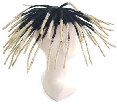 Uso Masculino Tupé de rastas for Hombres Negros, Base Mono, prótesis Masculina 23 cm, Sistema Trenzas Afro Cabello Humano Cabeza de Peluca(6x8)