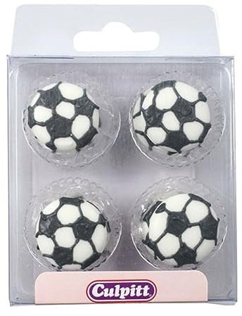 Culpitt Football Sugar Pipings - Edible Football Cake Decorations - Pack of 12