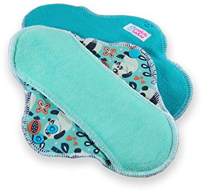 Petit Lulu 3er Pack Wiederverwendbare Menstruationsbinden (Classic), Waschbare Slipeinlagen, Stoffbinden (Größe: Slip, Standard, Ultra) (Panda, Stoffbinden STANDARD - 3 Stk)