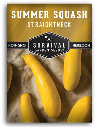 Survival Garden Seeds - Straightneck Summer Squash Seed for Planting - 1 Packet with Instructions to Plant and Grow Yellow Squash in Your Home Vegetable Garden - Non-GMO Heirloom Variety