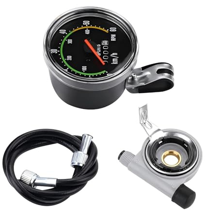 VIFER Mekanisk cykelhastighetsmätare, 0-60 km/h, röd pekare, aluminiumlegering, hastighetssensor, styrfäste, knappar, svart