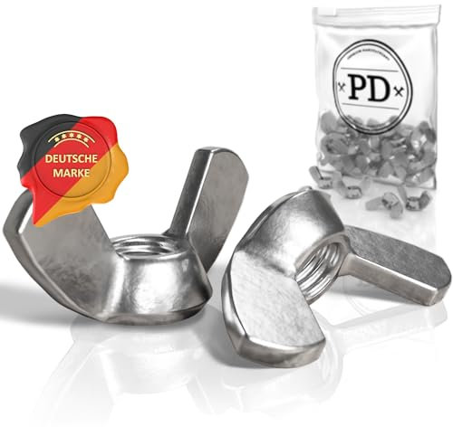 PD® Écrou Papillon M5 (DIN 315) | Écrous à Ailettes en Acier Inoxydable A2 V2A | Inox pour Vis et Boulons Filetés | à Oreille Métal à Usage Universel | 25 Pièces
