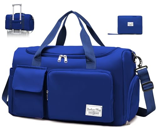 Hoseay Vattentät vikbar gymväska resväska duffelväska, Blå, 50 x 21 x 28 cm | Skor och fack, våt poolväska, dam herr, stor kapacitet lätt väska, sport, sport simning resor helg
