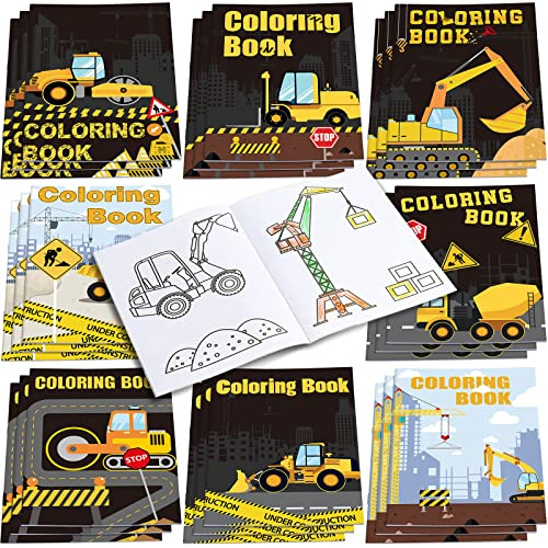 Clabby 24 Pieces Construction Trucks Coloring Book Construction Birthday Party Favors Building Coloring Book Including Dump Trucks Diggers Cranes Tractors for Kids Home Supplies School Activity