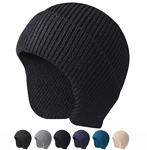 Arcweg Bonnet d'hiver pour Homme Doux et Chaud - Respirant - Unisexe - pour l'extérieur, Noir, Taille Unique