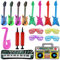 17 Piezas Hinchables Instrumentos De Colores Guitarra Hinchable Saxofón Piano Hinchable Bajo Hinchable Gafas De Radio Hinchables + Bomba De Aire para Fiestas De Carnaval