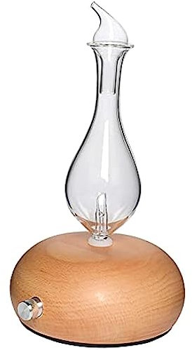 Difusor de Aceite Esencial nebulizante, difusor de aromaterapia de Vidrio Hecho a Mano con Base de Madera, Alimentado por USB, para el hogar u Oficina
