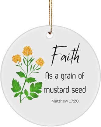Mustard Seed Faith, Ornament Gifts 3 Ceramic Keepsake Christian Biblical Matthew 17:20 for Men Women Pastor's Wife Minister