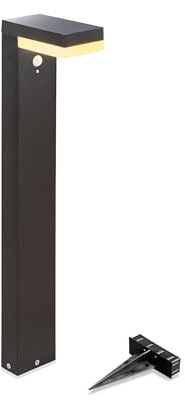 esotec PIR-Standleuchte für außen Nala 70 | Aluminium-Gehäuse | LiFePO4 Akku | Bewegungsmelder LED-Solarleuchte Außenleuchte Gartenbeleuchtung Gartendeko | IP44 metall schwarz H=70cm 102932