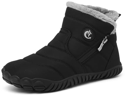 CELANDA Barfot, vinterskor, dam, varm, plysch, fodrade vinterstövlar, herr, vinter, snöstövlar, halkfria, korta skaft, stövlar, bekväma slip-on stövlar, utomhus, storlek 36–46 EU, svart, 45 EU