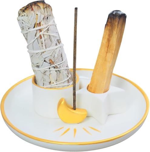 IncenseStickHolder-Moon - Porte-encens Multifonction en Bois de qualité supérieure - pour Sauge, palo Santo et cônes d'encens - pour aromathérapie, méditation (Moon)