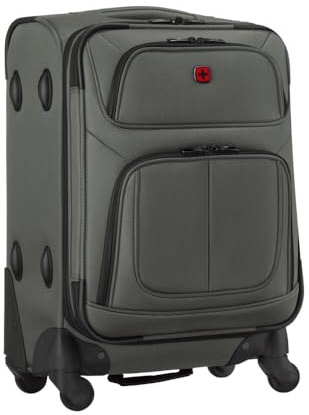 WENGER Sion Carry-On Weichschalenkoffer, Handgepäck, Trolley, 40 (45) l, Erweiterbar, Damen Herren, Reisen Urlaub, Grau, 653585