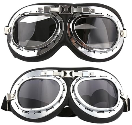 2 Stück Schutzbrille, Retro-Brille, Motorrad-Reitbrille, Staubbrille, Winddichte Schutzbrille
