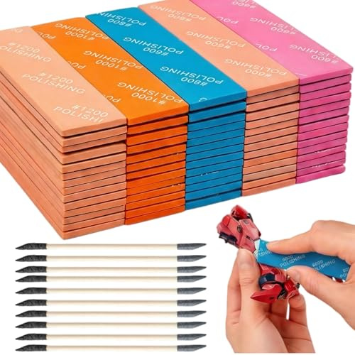 40Pcs Sanding Sticks set Sponge Matchsticks for Model Detailing Polishing Wet Dry Reuse Mutible Grits Abrasive for Plastic Metal Wood and Jewelry