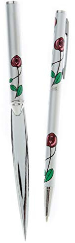Womens Red Rose Pen and Letter Opener Gift Boxed Set - Charles Rennie Mackintosh Design