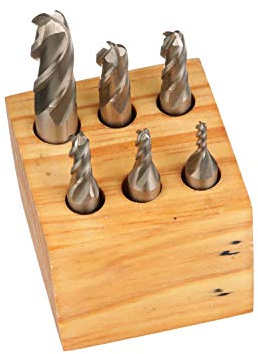 HHIP 8001-0007 6 Piece High Speed Steel M2 Ball Nose End Mill Set, 4-Flute, 1/8 - 1/2 Size Range