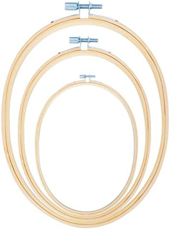 Caydo 3 Stück 3 Größen Oval Stickrahmen Bambus Stickerei Ring Einstellbar Stickerei Rahmen Cross Stitch Hoop zum Nähen, Handarbeiten, DIY Stickerei Handwerk