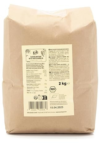 KoRo - Gekeimter Bio Naturreis 2 kg - leicht-süßliches, intensives Aroma - aus biologischer Landwirtschaft - Vorteilspackung