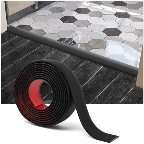 Art3d Self Adhesive Vinyl Floor Transition Strip, Laminate Floor Strip Floor Flat Divider Strip for Joining Floor Gaps, Carpet Threshold Transition, Floor Tiles (10 FT, 1.57in, Black)
