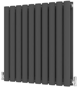 Radbliss Oval Column Horizontal Radiator 600x590mm Anthracite Double Central Heating Designer RAD