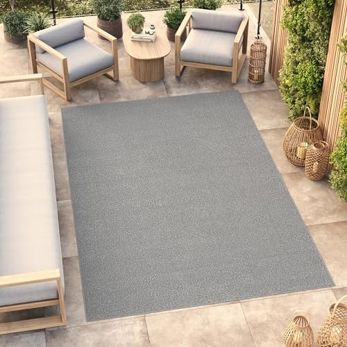 TAPISO Mono Teppich Kurzflor Indoor Outdoor UV-beständig Hellgrau Einfarbig Wohnzimmer Schlafzimmer Kinderzimmer Modern Design ÖKO-TEX 200 x 300 cm