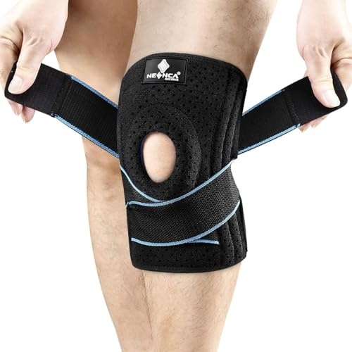 NEENCA Kniestütze mit Patella Gel Pads & Feder Seitenstabilisatoren,Kniebandage für Knieschmerz,Geschwollen,Meniskusriss, Arthritis, Gelenkschmerzlinderung, ACL,PCL,MCL (Black, L)