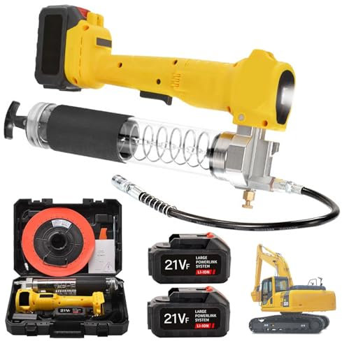 Fettpresse Akku 21V, 10000 PSI 350W Elektrische Fettpresse für Makita Akku LED Licht Fettpresse mit 600g Fettkartusche Flexschlauch 2 Akkus und Ladegerät Fettpresse Set