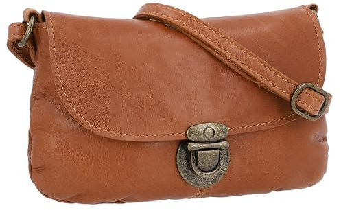 Gusti Bolso bandolera de piel, bolso de mano, bolso de ocio, bolso pequeño, bolso de hombro para mujer, piel vintage, marrón, small