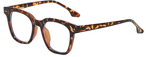 Lunettes de vue tendance pour femme – Monture carrée, transparente, lunettes rétro classiques | Idéales pour un usage quotidien, les études et le bureau | Design confortable et durable, marron, Taille