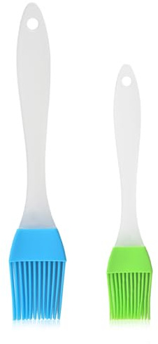 Guoxintech 2 Pcs Silicone Pastry and Basting Brush Set Heat Resistant for Baking BBQ Grilling Cooking(Blue and Green)
