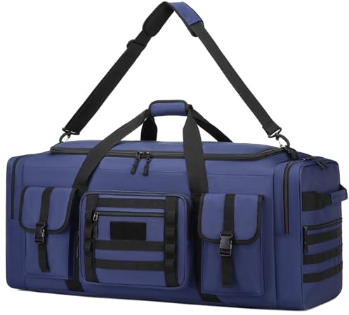 BlesMaller Borsa da viaggio XXL da uomo, grande borsa sportiva con scomparto per scarpe e borsa isolata per allenamento weekender sauna, Blu, xxl, tattico
