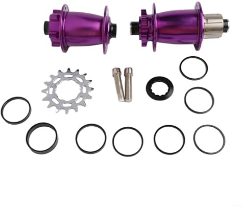 Hoppipola Buje de bicicleta Dirt Jump Hub MTB Hub de una sola velocidad Hub Juego de bujes de bicicleta 32H Delantero 100mm Trasero 135mm Par con rueda libre de una sola velocidad 16T y rodamientos