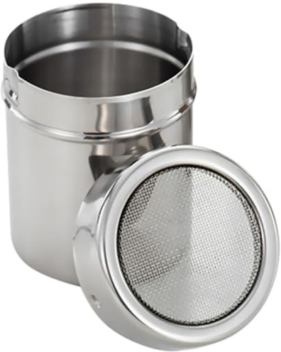 GALPADA Stainless Steel Icing Sugar Shaker with Fine Mesh for Baking and Cooking, Easy to Carry Spice Shaker with Perforations for Coarse Spices, for Small and Home Kitchens