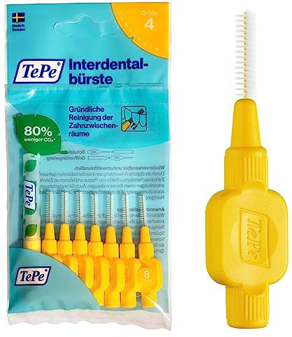 TePe Cepillo interdental amarillo original (tamaño ISO 4 0.7 mm) /Para una limpieza fácil y completa de los espacios interdentales/ 1 cepillo interdental
