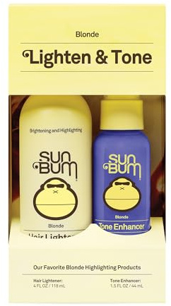 Sun Bum Lighten and Tone Travel Kit - Blonde Hair Lightener and Tone Enhancer - Enhances Hair Color and Shine while Neutralizing Brassy Tones - UV Protecting - Vegan and Cruelty Free (4 oz, 1.5 fl oz)