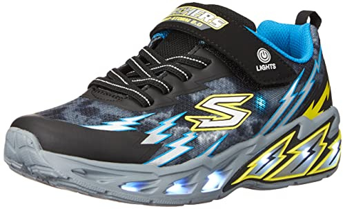 Skechers Boy's Light Storm 2.0 Sneakers, Black Textile Synthetic Blue Yellow Trim, 4 UK Child