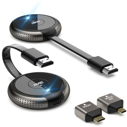 Wireless HDMI Transmitter and Receiver 4K, AIMIBO 5G HDMI Wireless Extender Casting Stable Video/Audio to Monitor, Projector, HDTV, 165FT/50M Long Range for Phone, Tablet, Laptop, PC, Camera