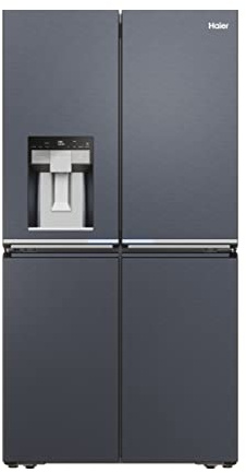 Haier Cube 90 Serie 7 Frigorifero Americano Side by Side, Total No Frost, 601L, Dispenser Acqua, Inverter, Brushed Black - H:177,5cm L:90,8cm P:65,9cm - HSW5918ENMP