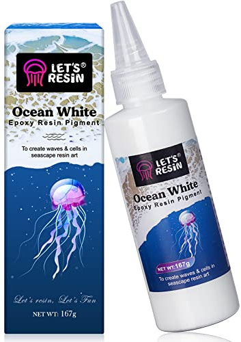 LET'S RESIN Ocean White Epoxy Resin Pigment 167g, High Concentrated Pigment Paste for Epoxy Resin & UV Resin, UV Resistant Opaque Pigment for Creates Cells & Lacing, 3D Flower Resin Coasters