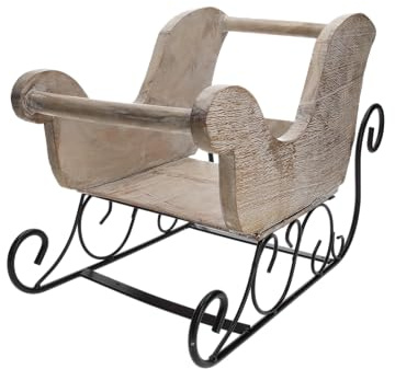Keyhomestore- Soprammobile Slitta di Babbo Natale, Scultura da appoggio, Decorazione Natalizia. Altezza 32 cm, Lunghezza 44 cm. Ideale Come soprammobile da Decorazione, Centrotavola.
