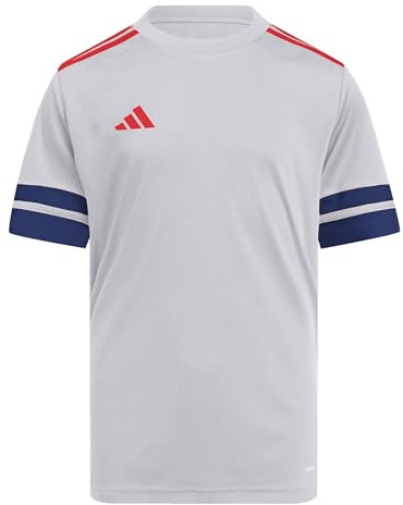 adidas Unisex Kids SQUADRA25 Jersey Short Sleeve Kids, Glory Grey/Team Navy Blue 2/Pure Ruby, 9-10 Years
