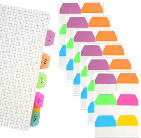 Haftnotizen Klebezettel Klein, 720 Blätter Heftstreifen, Seitenmarker Selbstklebend, Sticky Notes Transparent, Praktischen Book Tabs, Page Marker für Schreibwaren Aesthetic, Studieren, Büro - 6 Farben