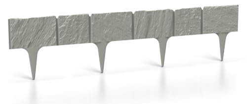 Rasenkante Gartenpalisade Palisade Beeteinfassung Beetumrandung 11,7m Beetabgrenzung Stein-Optik Mähkante Grau